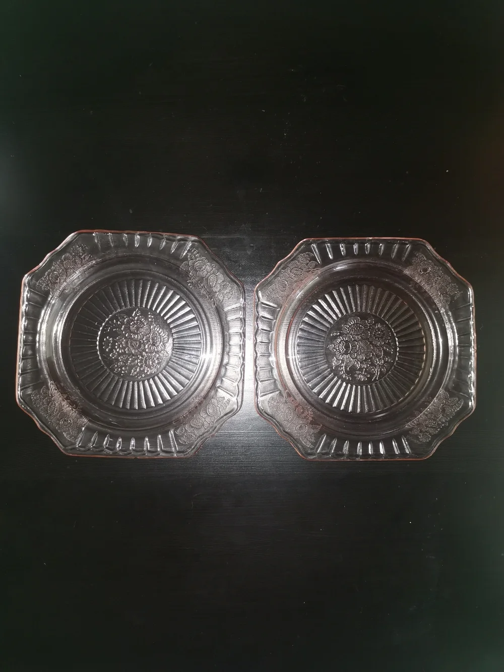 Anchor Hocking Depression Glass Pink Mayfair Open Rose Lucheon Plate Set of‎ 2